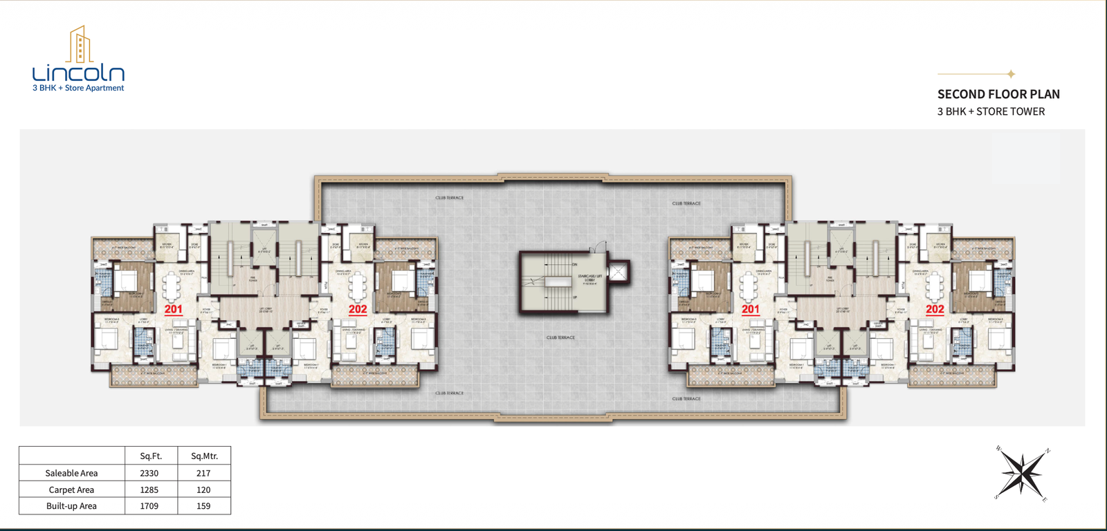 3 BHK + Store Floor Plan
