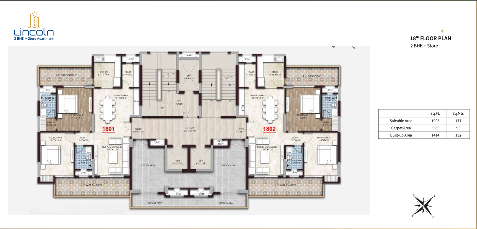 2 BHK + Store Floor Plan