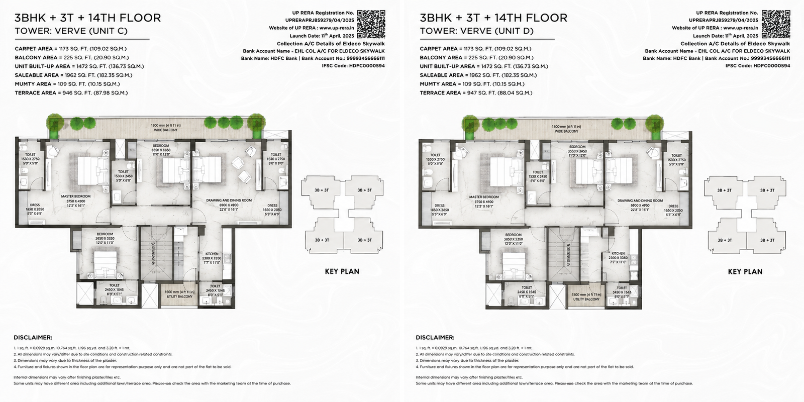 3 BHK + 3T Floor Plan